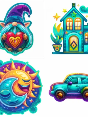 Colorful And Naughty Stickers Midjourney V6 Prompt