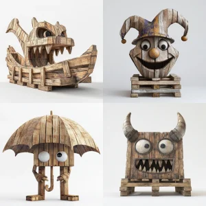 Abstract Wooden Toys Midjourney Prompt