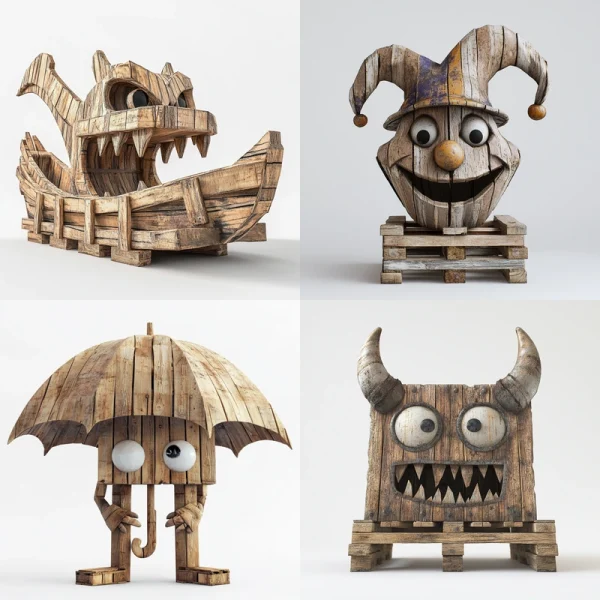 Abstract Wooden Toys Midjourney Prompt