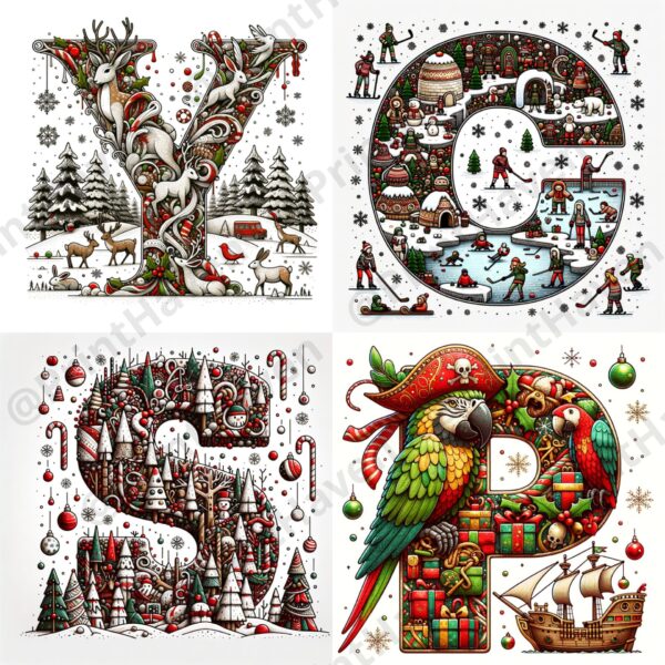 Dall-E 3 Prompt for Merry Christmas Alphabet for Toddlers