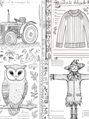 Midjourney PDF Guide for Fall Coloring Junk Journal Paper