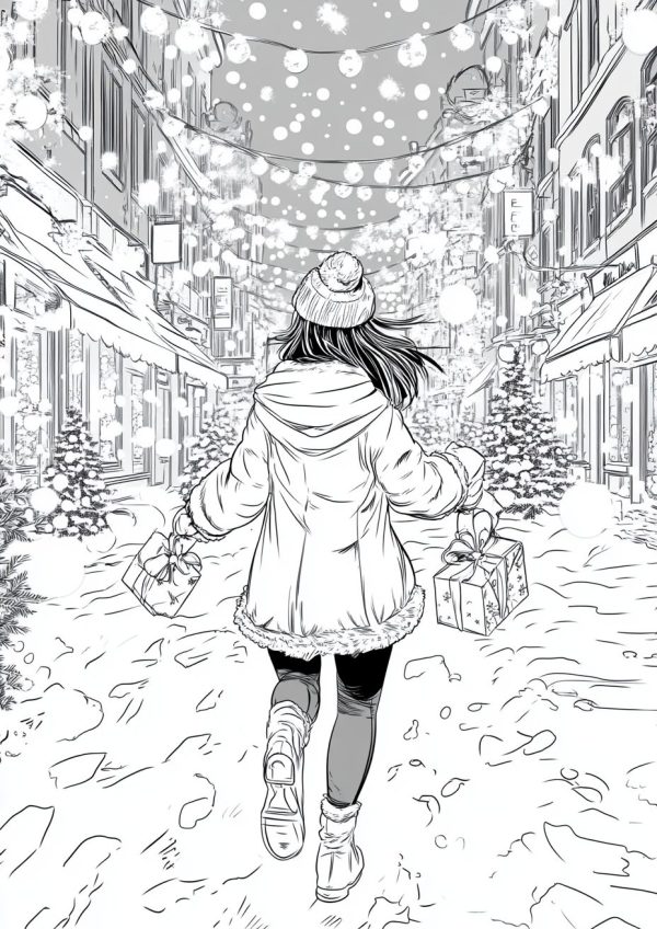 Winter Coloring Book Pages for Adults Midjourney Prompt - Image 3