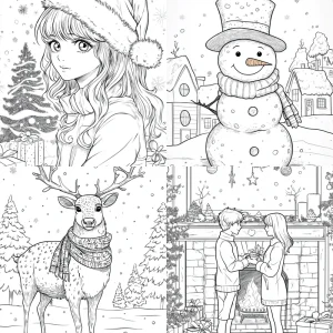 Winter Coloring Book Pages for Adults Midjourney Prompt
