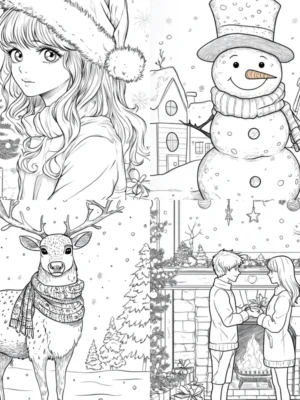 Winter Coloring Book Pages for Adults Midjourney Prompt
