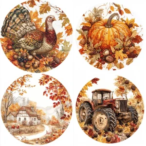 Midjourney Prompt PDF Guide for Autumn Icons Thanksgiving Clipart