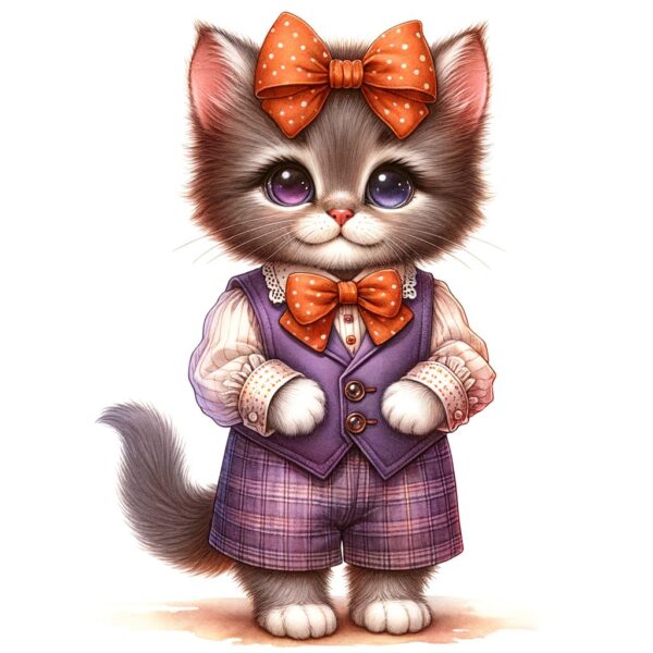 Dall-E 3 PDF Guide for Whimsical Cat Bow Couture - Image 2