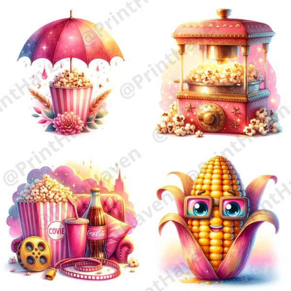 Dall-E 3 Prompt for Movie Snack Style Clipart