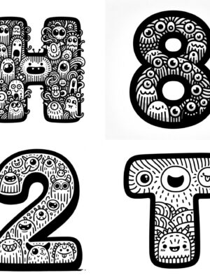 Dall-E 3 Prompt for Monster Alphabet and Numbers Coloring Letters