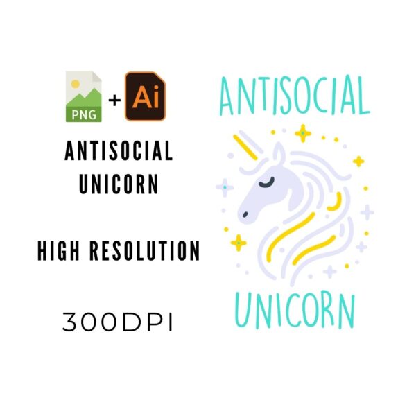 Antisocial Unicorn PNG Print