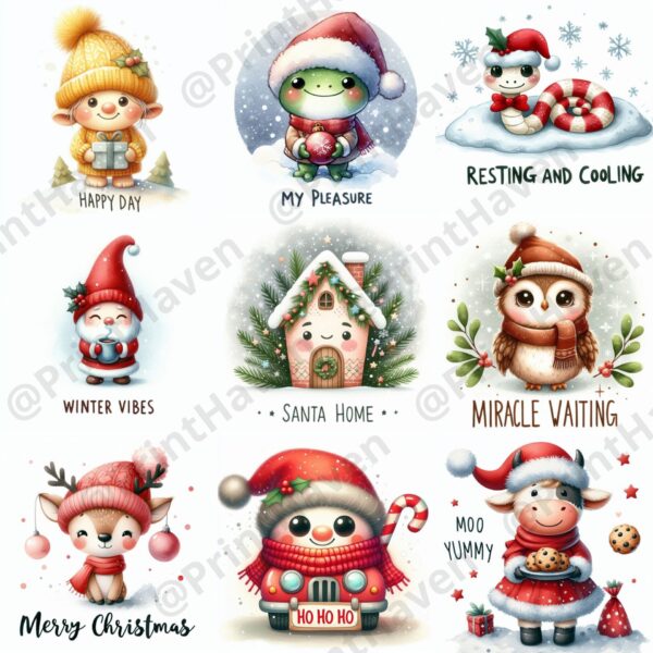 Dall-E 3 Prompt for Adorable Christmas Characters with Text