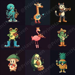 Animal Jam Band T-shirt Prints Prompt for Gemini Imagen-3