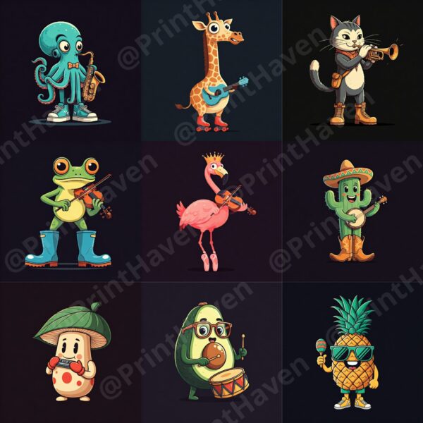 Animal Jam Band T-shirt Prints Prompt for Gemini Imagen-3