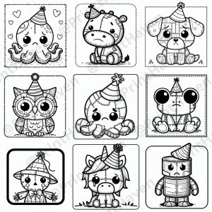 Dall-E 3 Prompt Sad Birthday Coloring Book Pages