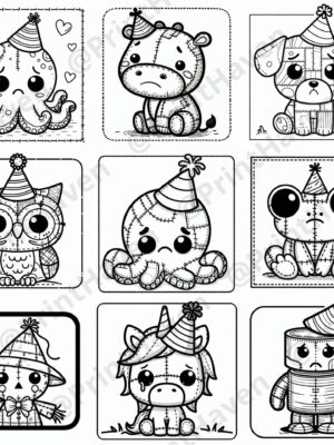 Dall-E 3 Prompt Sad Birthday Coloring Book Pages