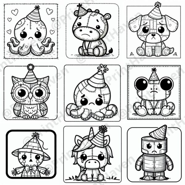 Dall-E 3 Prompt Sad Birthday Coloring Book Pages