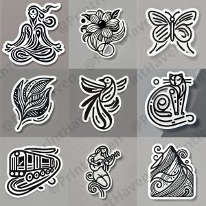 Dall-E 3 Prompt for Minimalist Cute Vector Stickers for POD