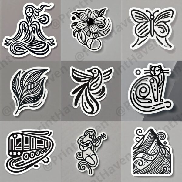 Dall-E 3 Prompt for Minimalist Cute Vector Stickers for POD