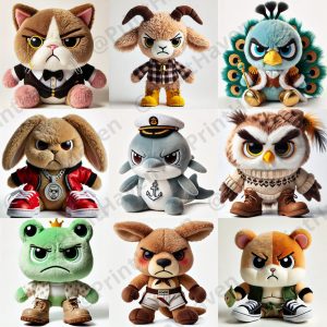 Stylish Angry Toy Animals Prompt for Dall-E 3