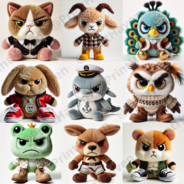 Stylish Angry Toy Animals Prompt for Dall-E 3