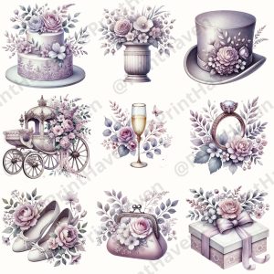 Watercolor Wedding Clipart Dall-E 3 Prompt