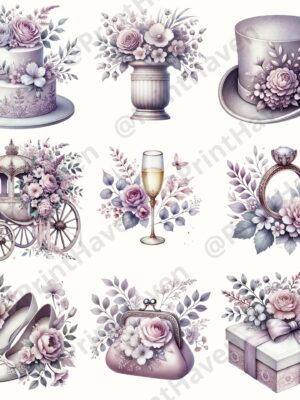Watercolor Wedding Clipart Dall-E 3 Prompt