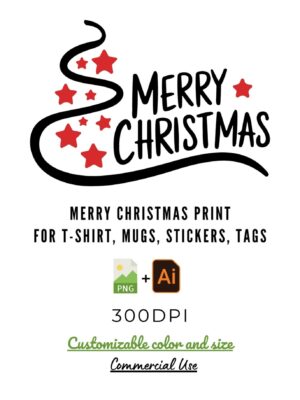 Merry Christmas SVG | Christmas Tree & Stars Digital File