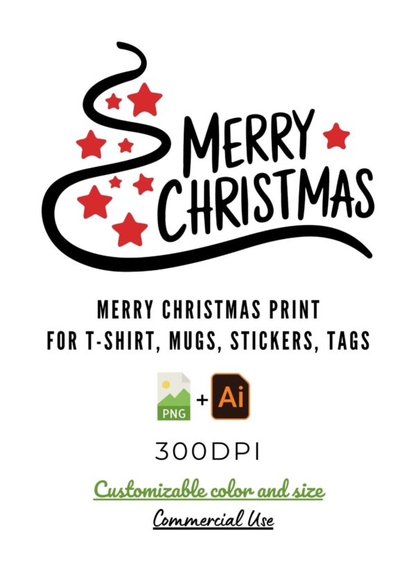 Merry Christmas SVG | Christmas Tree & Stars Digital File