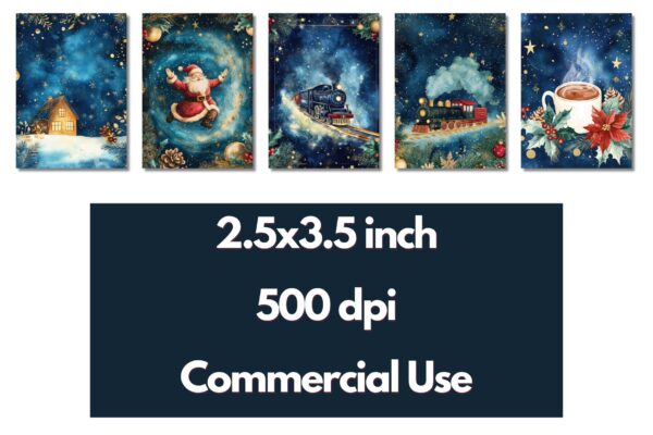25 Christmas ATC Cards Printable, Artist Trading Cards 2.5x3.5 inches, 500dpi Digital Download, Christmas Art Cards - Image 4