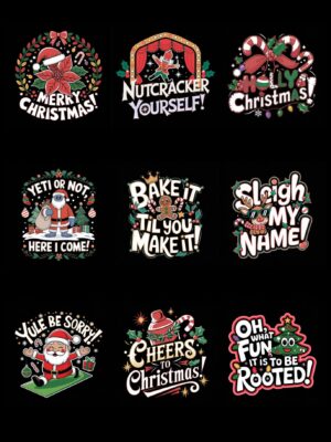 Festive Christmas Print for T-shirt, Sticker, POD