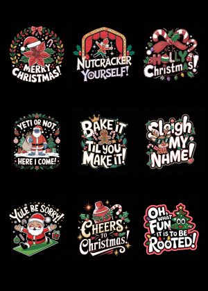 Festive Christmas Print for T-shirt, Sticker, POD