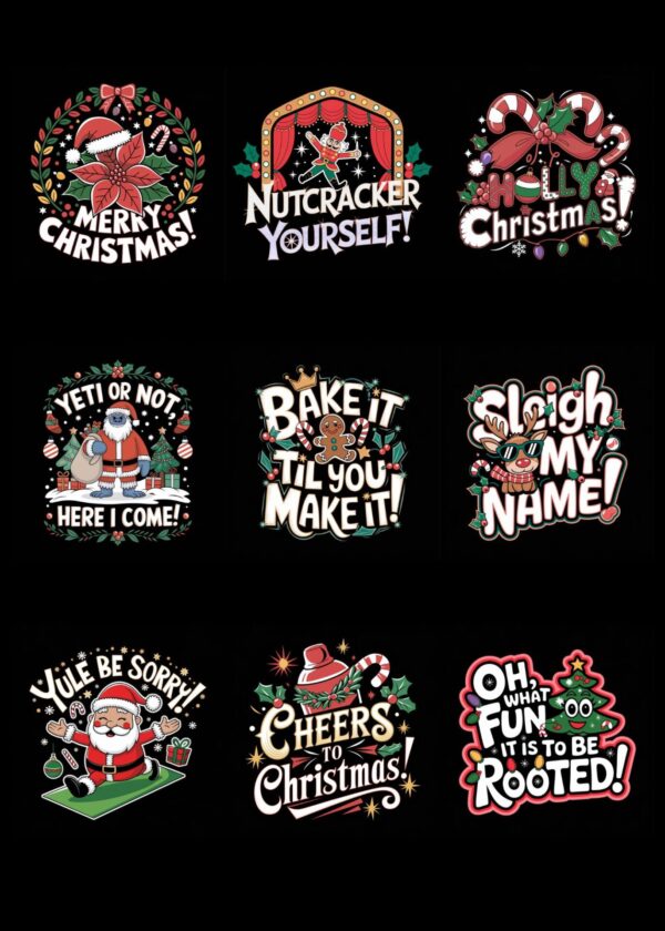 Festive Christmas Print for T-shirt, Sticker, POD
