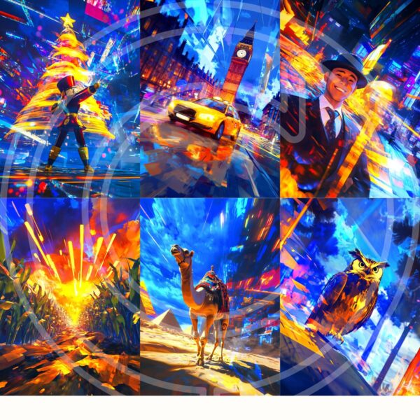 Neon-Hued Energy Burst Dynamic Art Midjourney Prompt