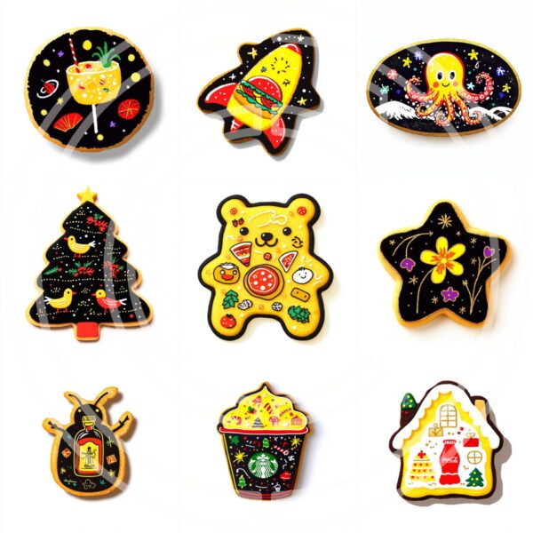 Quirky Design of Cookies Icons Stamps Midjourney Prompt