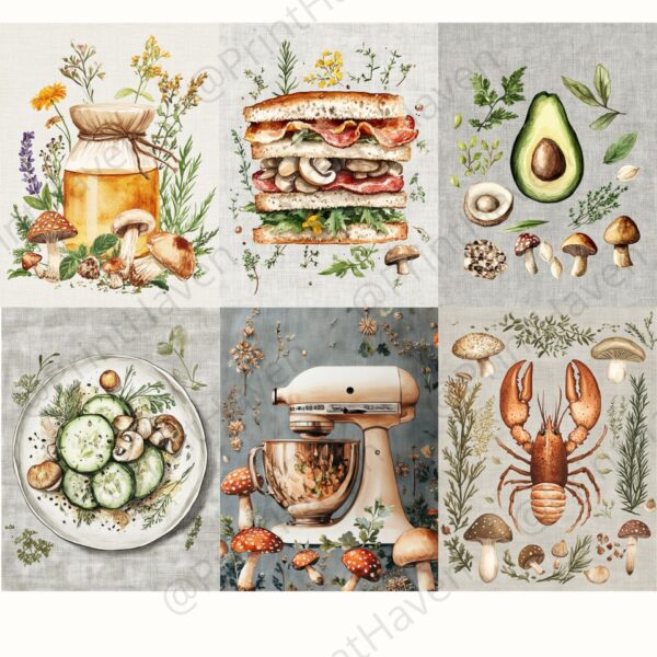 Watercolor Culinary Junk Journal Pages Midjourney Prompt