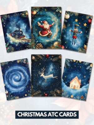 25 Christmas ATC Cards Printable, Artist Trading Cards 2.5x3.5 inches, 500dpi Digital Download, Christmas Art Cards