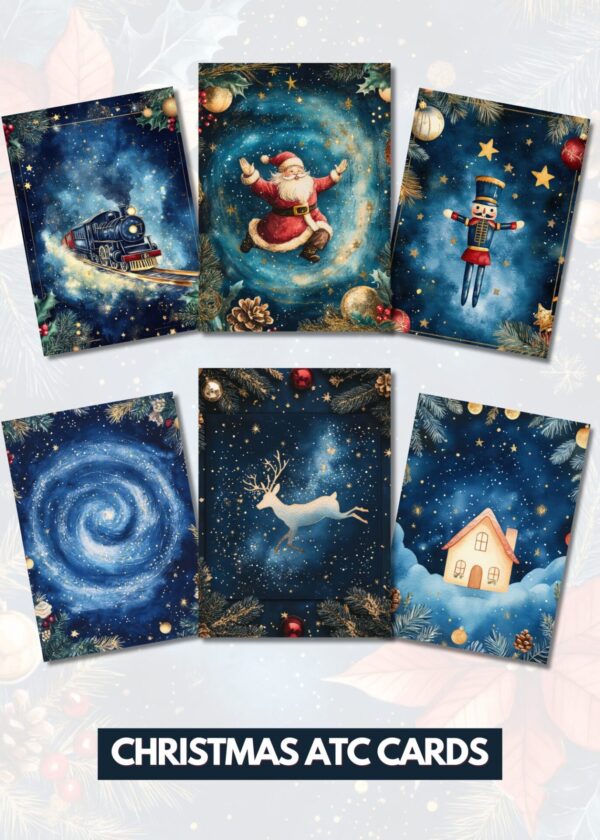 25 Christmas ATC Cards Printable, Artist Trading Cards 2.5x3.5 inches, 500dpi Digital Download, Christmas Art Cards