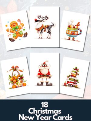 18 Christmas and New Year Greeting Cards 5x7