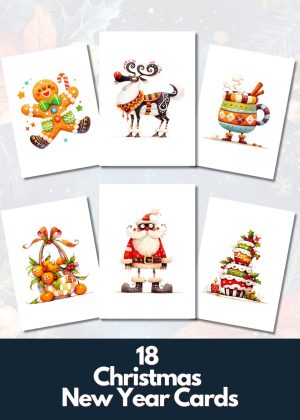 18 Christmas and New Year Greeting Cards 5x7