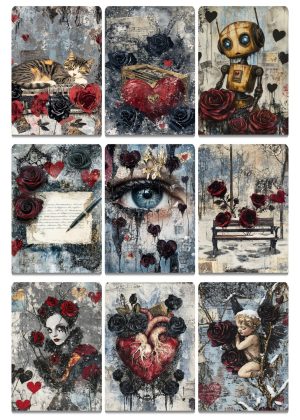 Dark Valentines Junk Journal Papers Midjourney Prompt PDF Guide