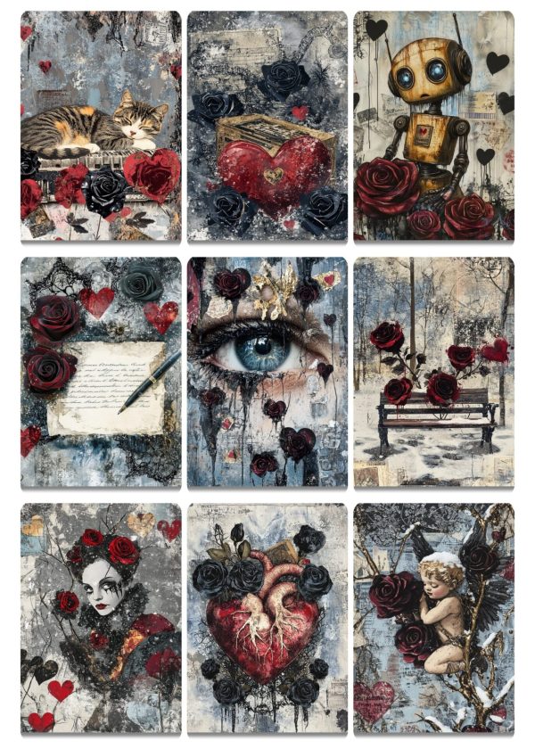 Dark Valentines Junk Journal Papers Midjourney Prompt PDF Guide