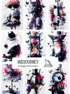 Abstract Ink & Vivid Organic Harmony Art Midjourney AI Prompt & Images