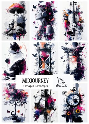 Abstract Ink & Vivid Organic Harmony Art Midjourney AI Prompt & Images