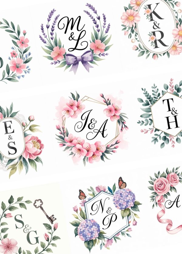 Watercolor Wedding Crests and Monograms