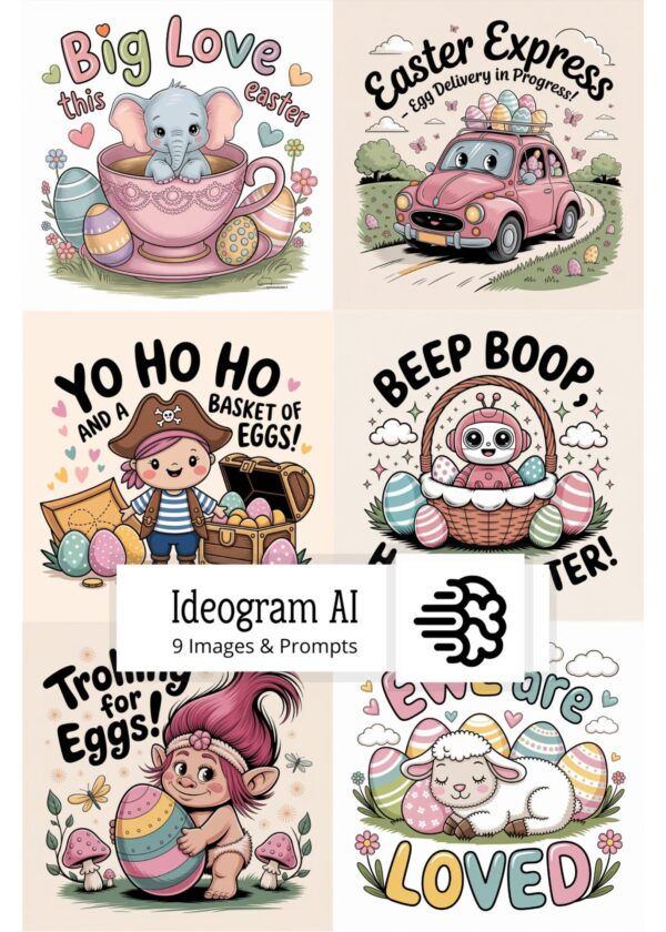 Ideogram AI Prompt for Eggstra Cute Easter T-shirt Prints PDF Guide