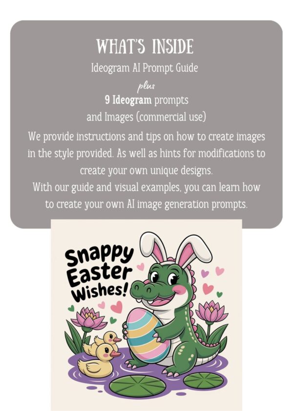 Ideogram AI Prompt for Eggstra Cute Easter T-shirt Prints PDF Guide