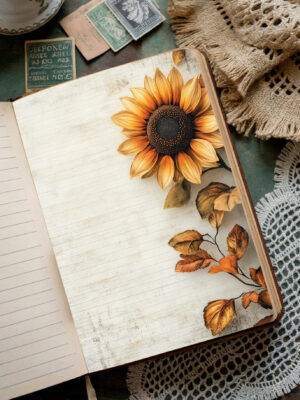 Flower Junk Journal Pages Set - 22 JPGs in 1 PDF, 8.5x11.05, 300dpi, Commercial