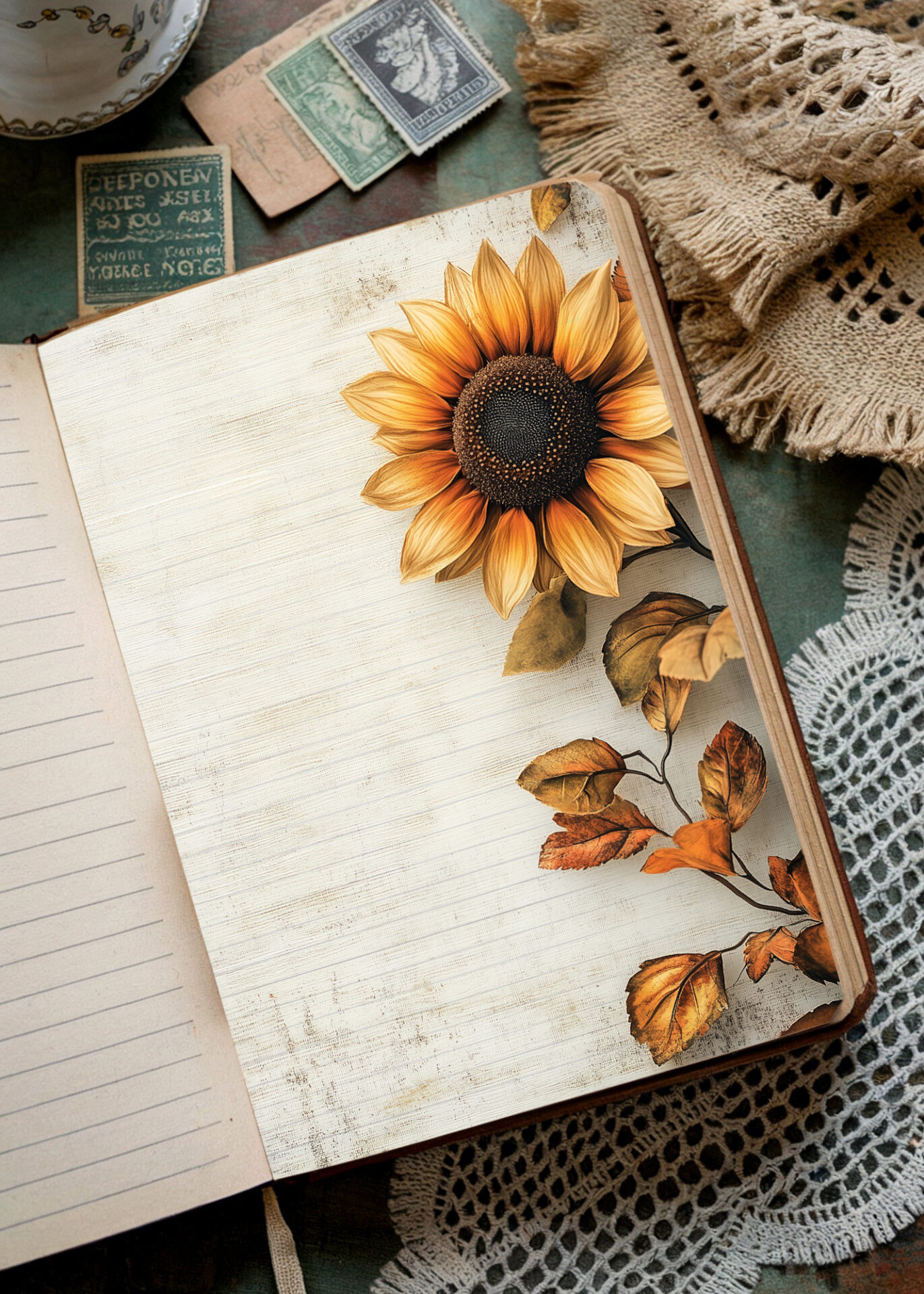 Flower Junk Journal Pages Set - 22 JPGs in 1 PDF, 8.5x11.05, 300dpi, Commercial