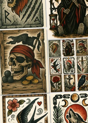 Vintage Framed Tattoo Tshirt Designs ChatGPT Image Prompt PDF Guide