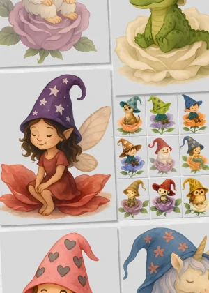 Collection of Quirky Characters in Long Hat for Etsy Sellers
