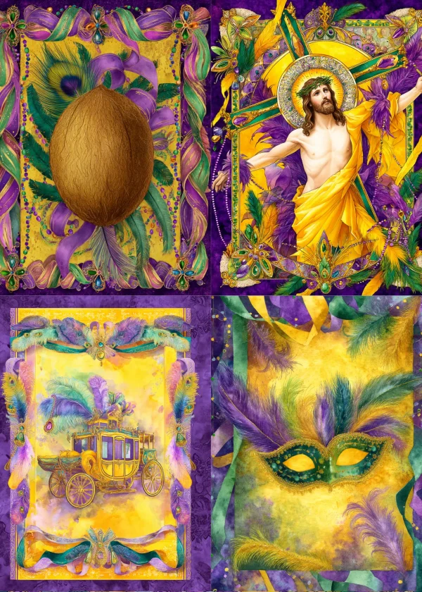 Mardi Gras Junk Journal Papers Midjourney V7 Prompt PDF Guide - Image 3